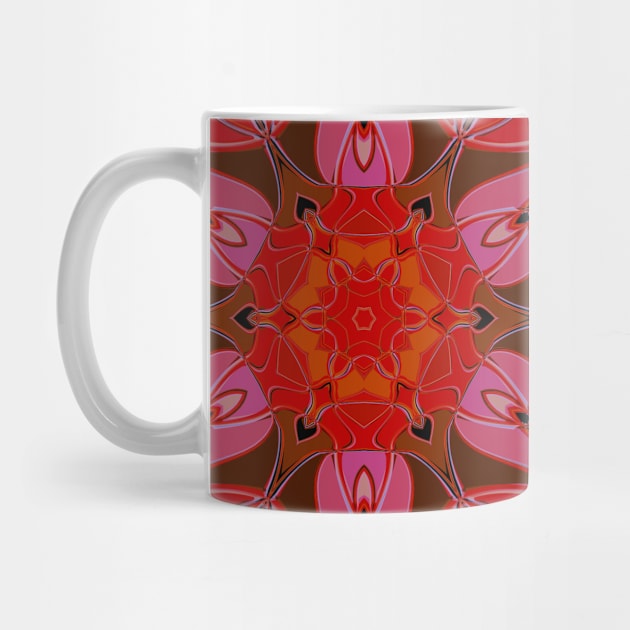 Cartoon Mandala Flower Red Blue and Pink by WormholeOrbital